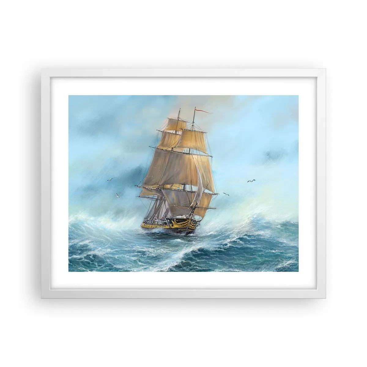 Poster in einem weißen Rahmen - Über die Wellen gleiten - 50x40 cm