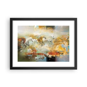 Poster in einem schwarzem Rahmen - Im Galopp durch das Licht - 40x30 cm