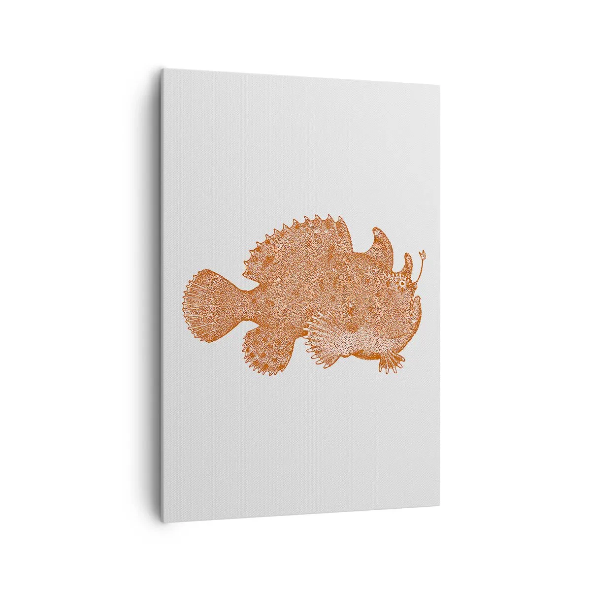 Bild auf Leinwand - Leinwandbild - Detaillierte Zeichnung eines kupferfarbenen Fisches auf weißem Hintergrund - 70x100cm - Es ist also doch ein Fisch - Moderne Wanddekoration für Wohnzimmer und Schlafzimmer ARTTOR
