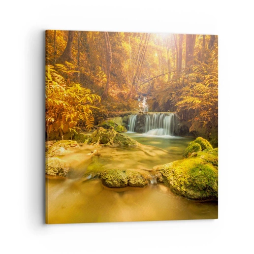 Bild auf Leinwand - Leinwandbild - Waldkaskade in Gold - 70x70 cm