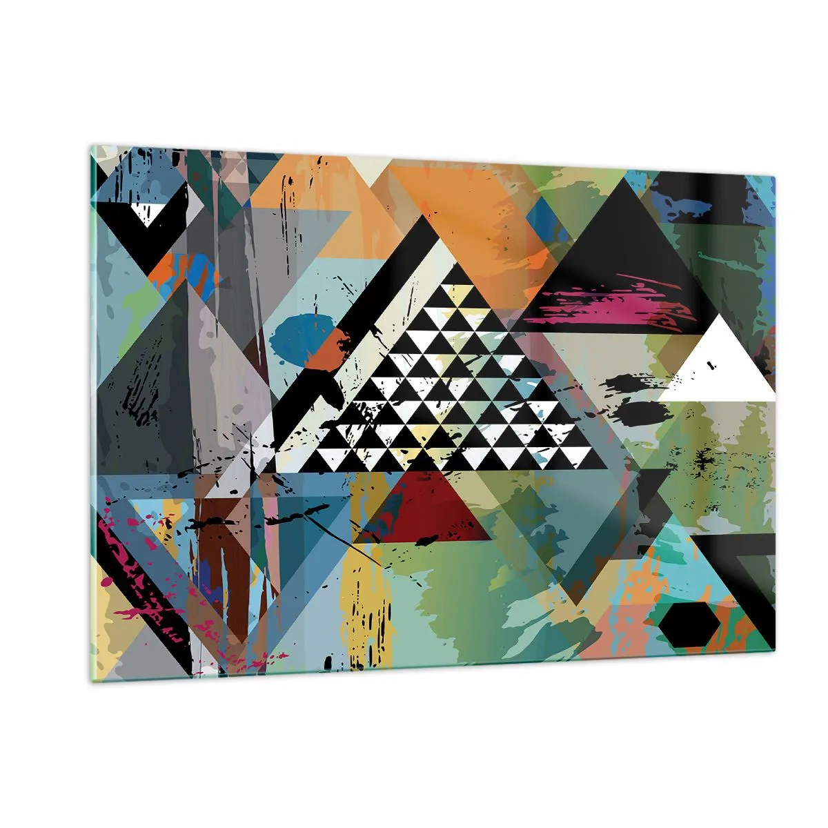 Glasbild - Bild auf glas - Abstrakte Komposition aus geometrischen Formen und Farben - 120x80cm - Wie einfach ist es - Moderne Wanddekoration für Wohnzimmer und Schlafzimmer ARTTOR