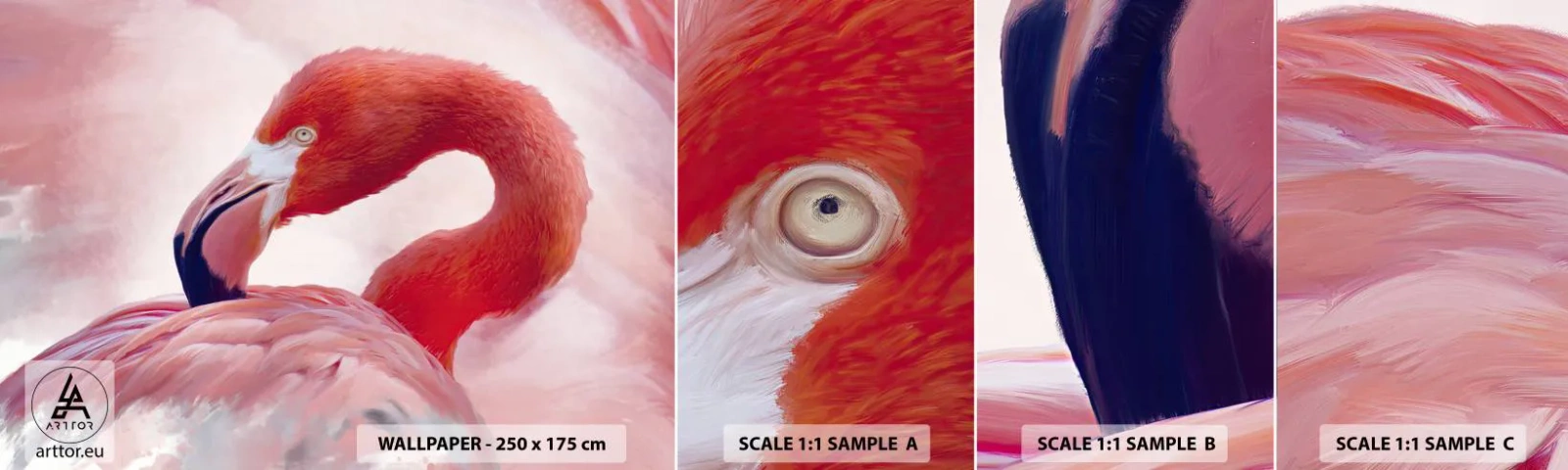 Fototapeten Muster Selbstklebend Deluxe Sticker - Vogel Schönheit - Flamingo, Vogel, Natur - 100x30 cm