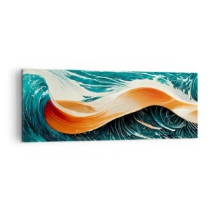 Bild auf Leinwand - Leinwandbild - Dynamische Meereswellen mit abstraktem Band - 140x50cm - Traum eines Surfers - Moderne Wanddekoration für Wohnzimmer und Schlafzimmer ARTTOR