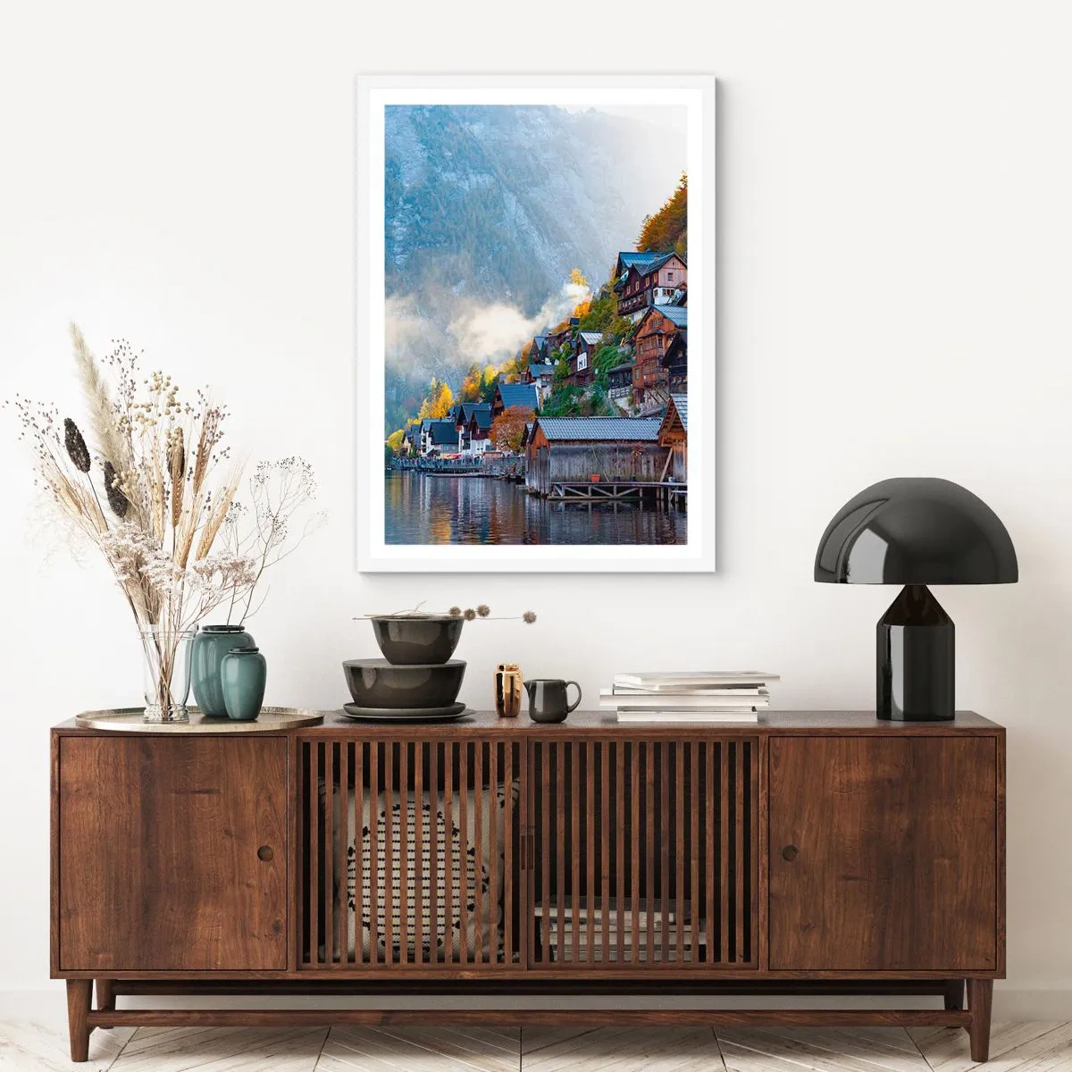 Poster in einem weißen Rahmen - Alpenatmosphäre - 40x50 cm
