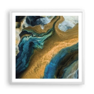 Poster in einem weißen Rahmen - Blau - Gelb - gegenseitige Beeinflussung - 60x60 cm