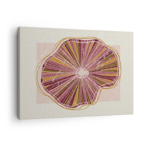 Bild auf Leinwand - Leinwandbild - Abstraktes Baumscheibenmuster in Rosatönen - 70x50cm - Strahlende Abstraktion - Moderne Wanddekoration für Wohnzimmer und Schlafzimmer ARTTOR