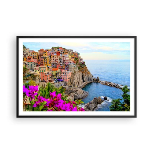 Poster in einem schwarzem Rahmen - Lachende Stadt - 91x61 cm