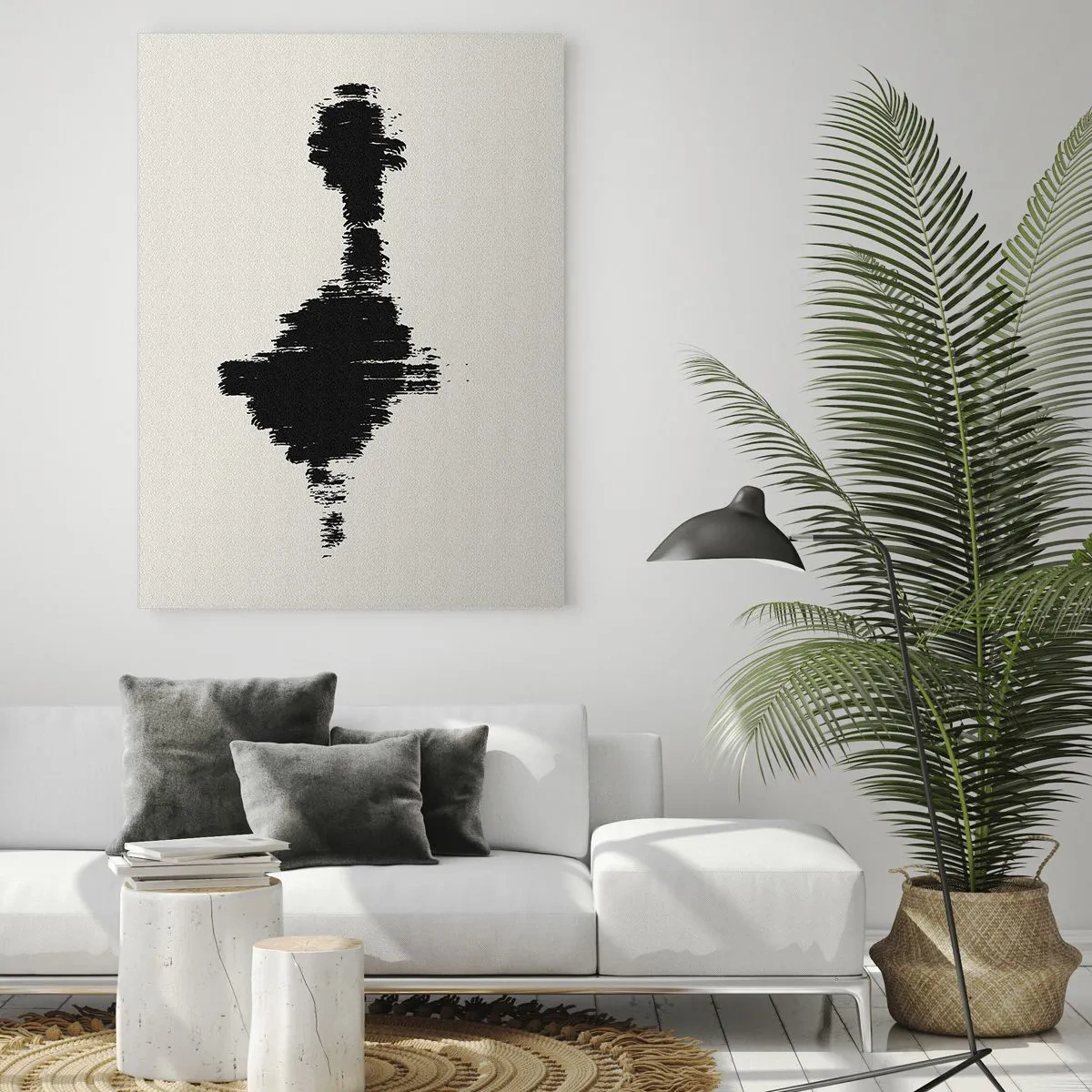 Glasbild - Bild auf glas - Ein abstraktes Motiv, das einer Schallwelle im minimalistischen Stil ähnelt. - 80x120cm - Schwingungen der Fantasie - Moderne Wanddekoration für Wohnzimmer und Schlafzimmer ARTTOR