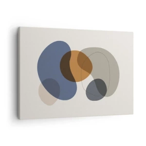 Bild auf Leinwand - Leinwandbild - Abstrakte bunte Formen in Blau- und Brauntönen - 70x50cm - Farbtropfen - Moderne Wanddekoration für Wohnzimmer und Schlafzimmer ARTTOR