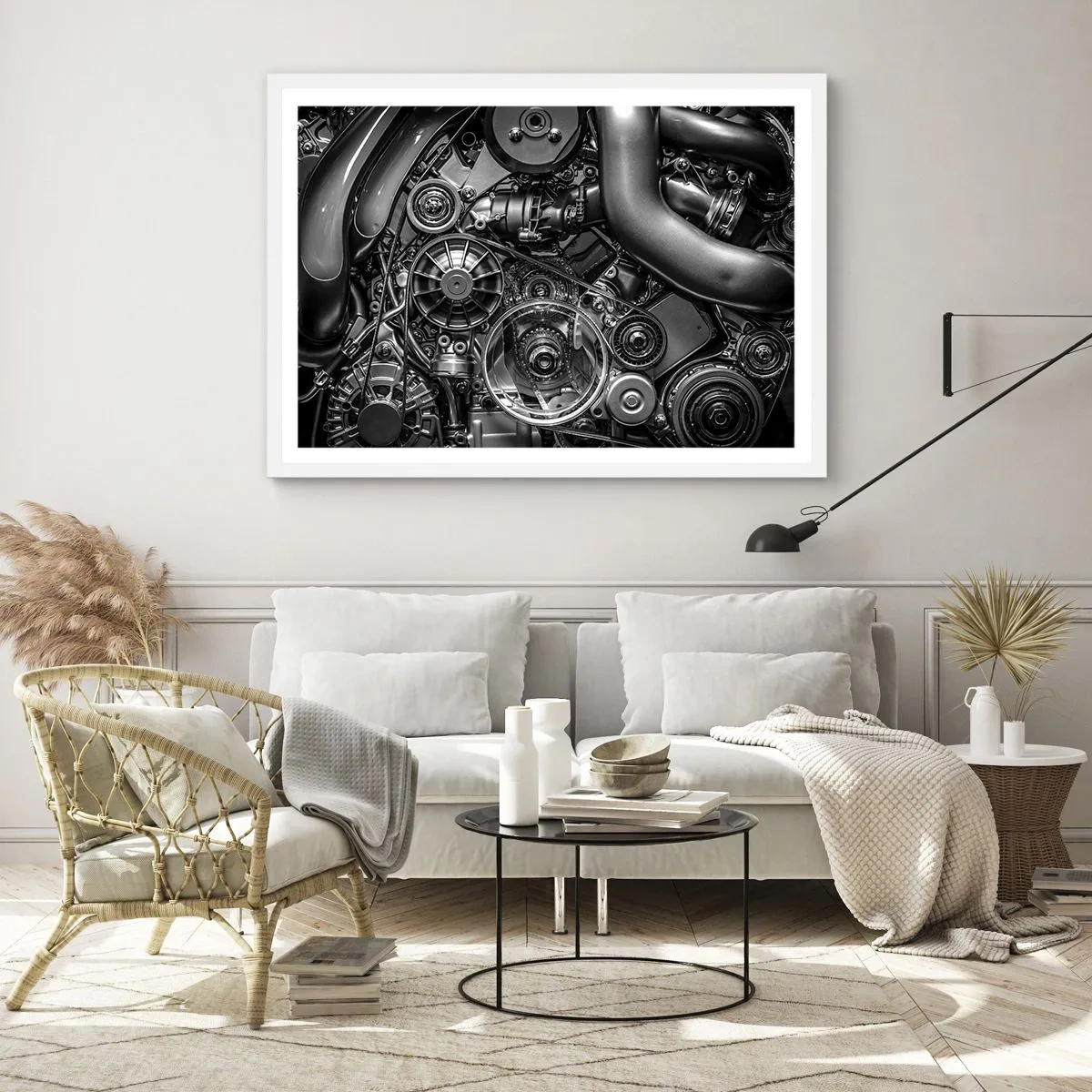 Poster in einem weißen Rahmen - Die Poesie der Mechanik - 50x40 cm