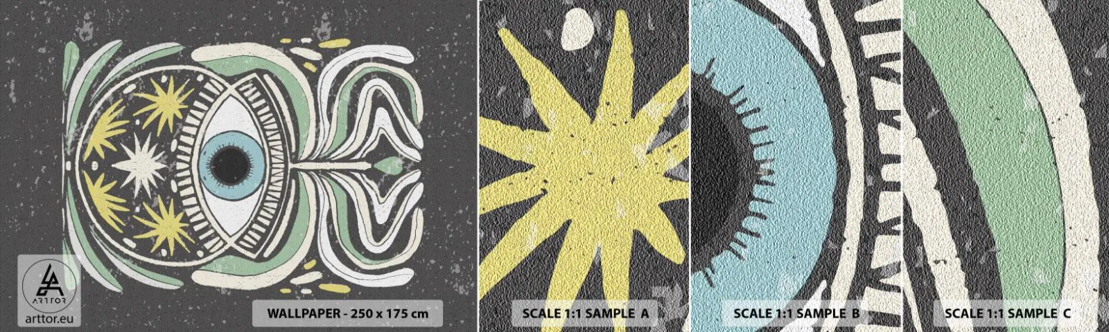 Fototapetenmuster Standard Eco - Stammesrituale - Boho, Auge, Pastell - 100x30 cm