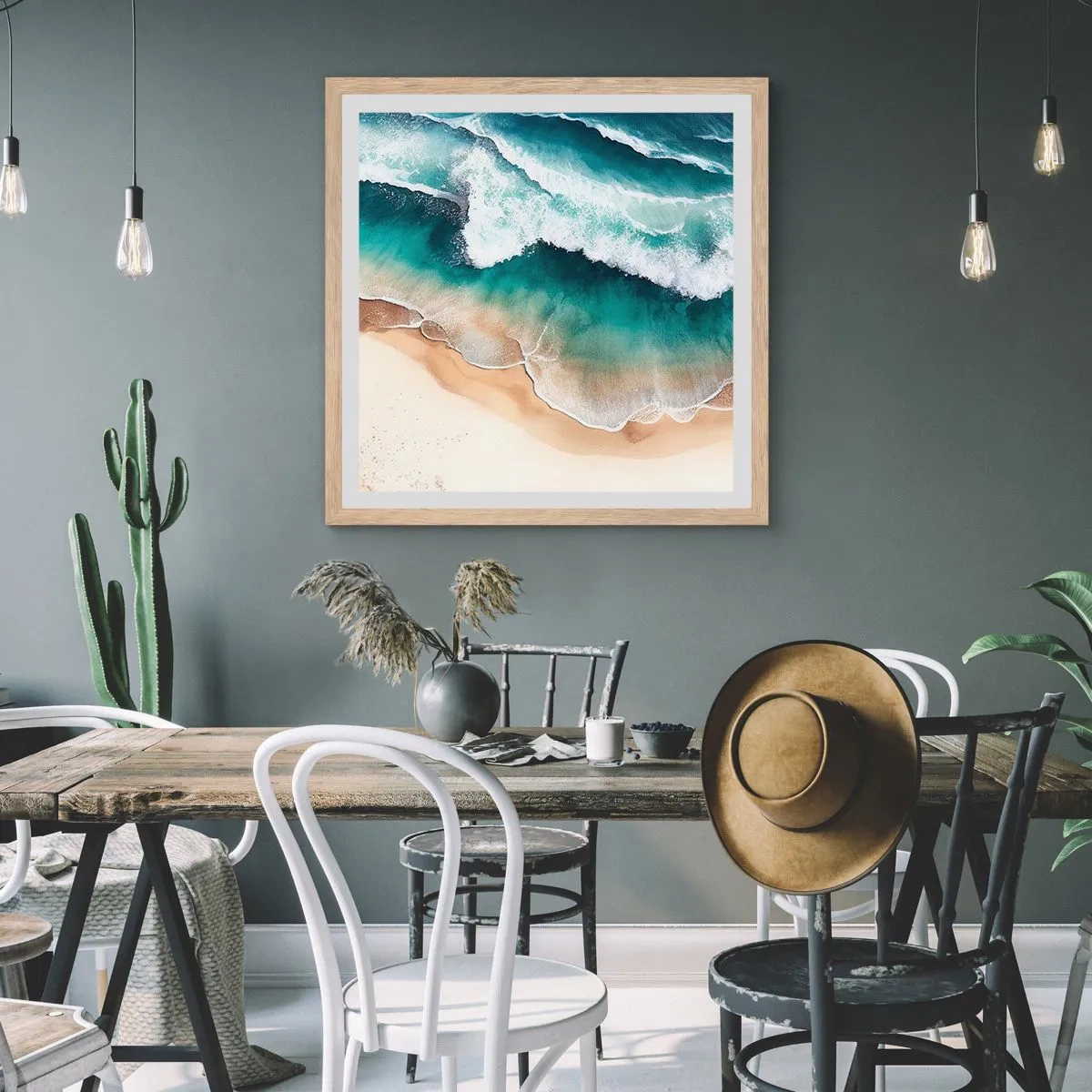 Poster in einem Rahmen aus heller Eiche - Das ewige Treffen - 40x40 cm