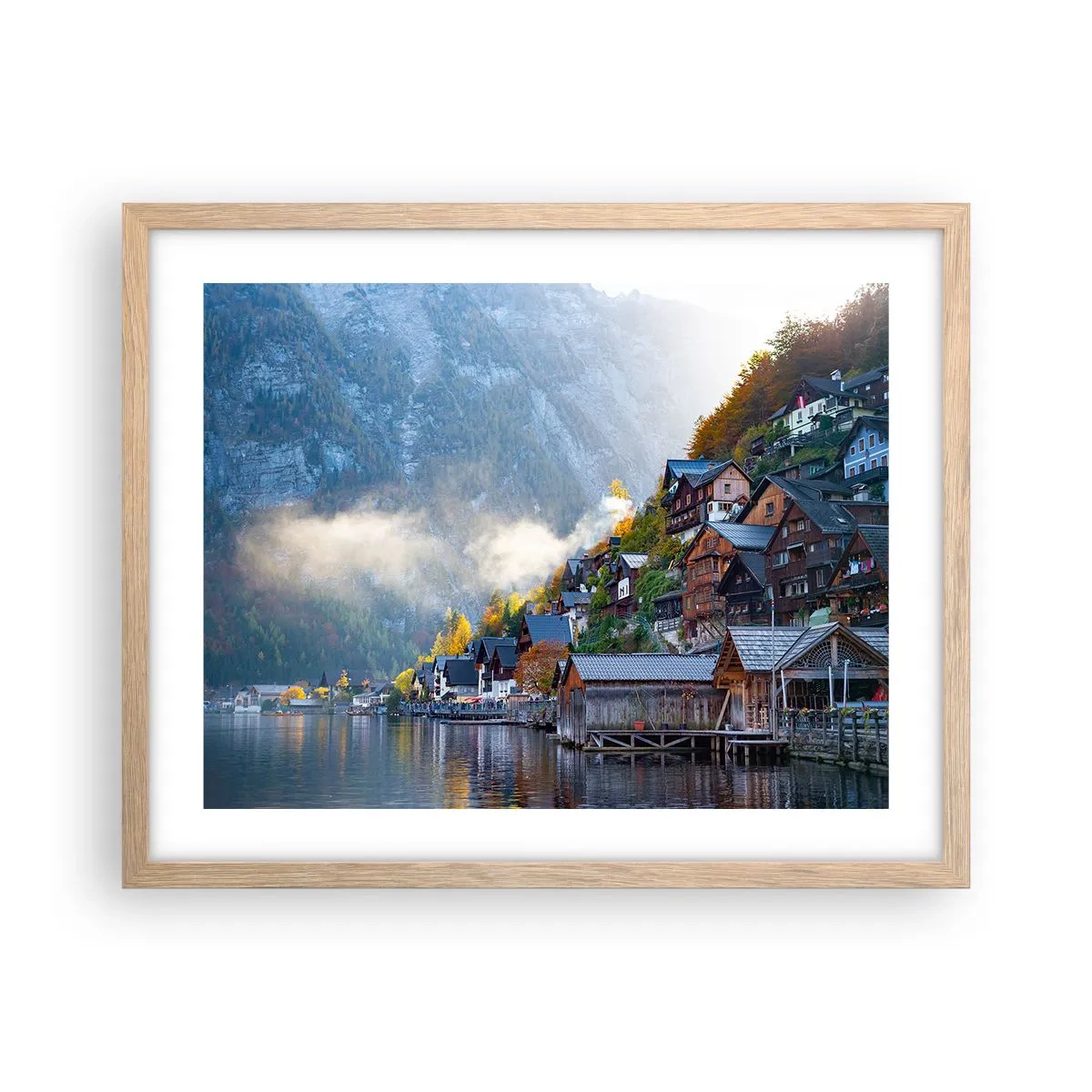 Poster in einem Rahmen aus heller Eiche - Alpenatmosphäre - 50x40 cm