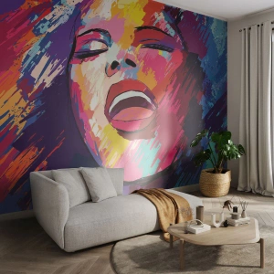 Fototapete Premium Canvas - Sing mein ganzes Leben - Sänger, Abstraktion, Porträt einer Frau - 200x140 cm