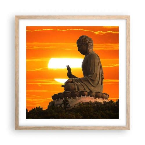 Poster in einem Rahmen aus heller Eiche - Keine Angst vor der Welt - 50x50 cm