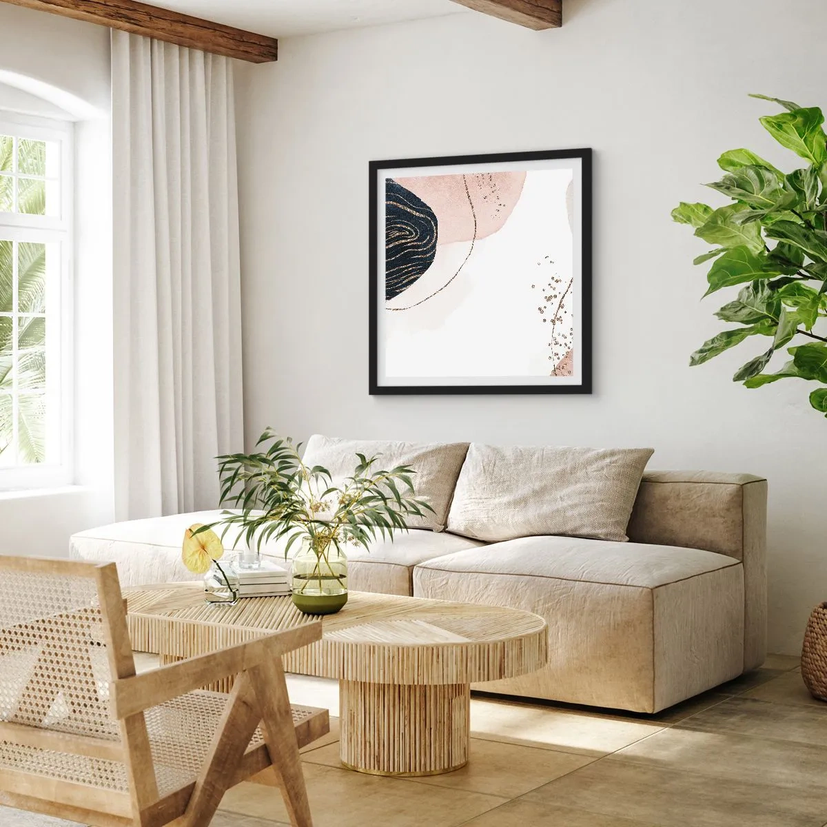 Poster in einem schwarzem Rahmen - Alles fließt - 40x40 cm