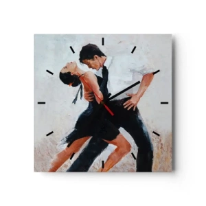 Wanduhr - Glasuhr - Ein tanzendes Paar in einer eleganten, sinnlichen Aufnahme - 30x30cm - Tango meiner Träume und Träume - Moderne Wanddekoration für Wohnzimmer und Schlafzimmer ARTTOR