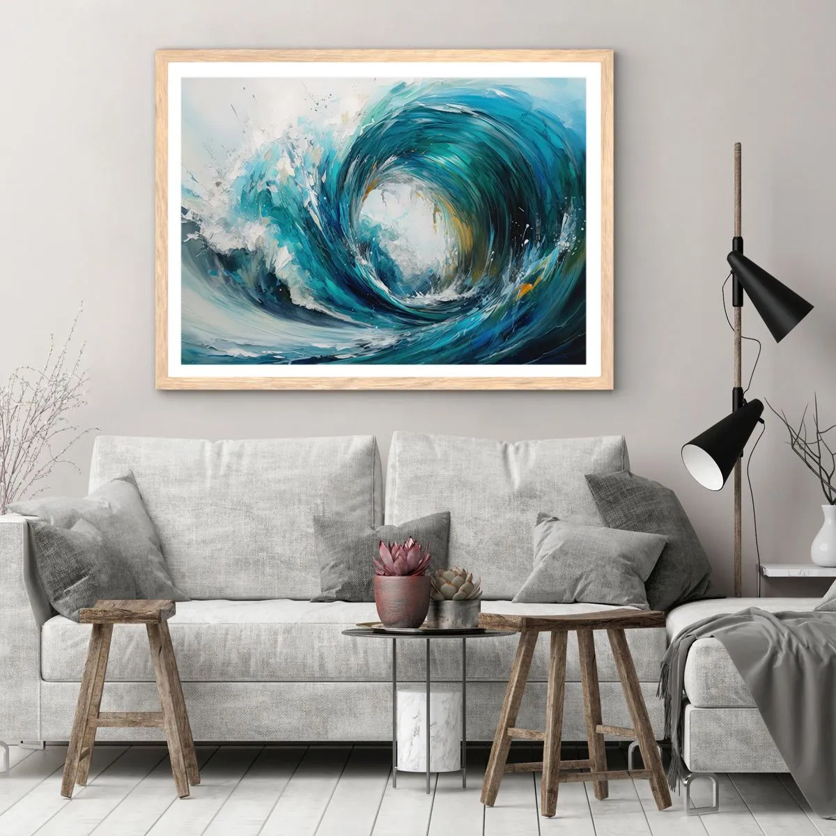 Poster in einem Rahmen aus heller Eiche - Meeresportal - 50x40 cm