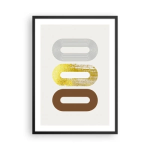 Poster in einem schwarzem Rahmen - Geometrische Formen in Gold-, Braun- und Grautönen - 50x70cm - Oooh! - Moderne Wanddekoration für Wohnzimmer und Schlafzimmer ARTTOR