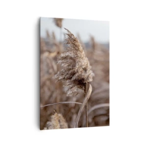 Bild auf Leinwand - Leinwandbild - Zarte Gräser in Beigetönen vor dem Hintergrund der Natur - 70x100cm - Zeit, mit dem Wind zu gehen - Moderne Wanddekoration für Wohnzimmer und Schlafzimmer ARTTOR