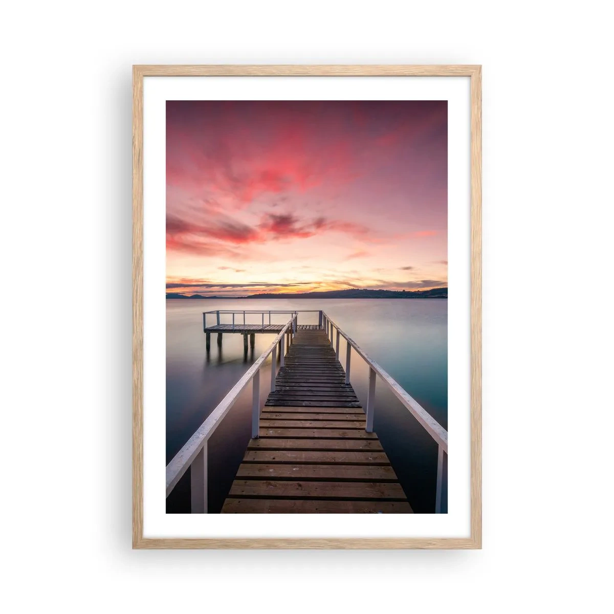 Poster in einem Rahmen aus heller Eiche - Die sanfte Flamme des Abends - 50x70 cm