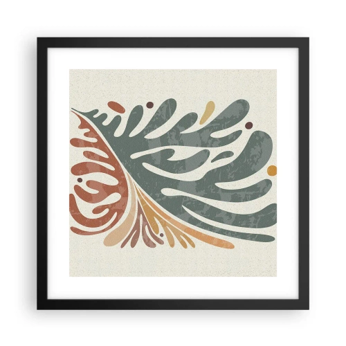 Poster in einem schwarzem Rahmen - Mehrfarbiges Blatt - 40x40 cm