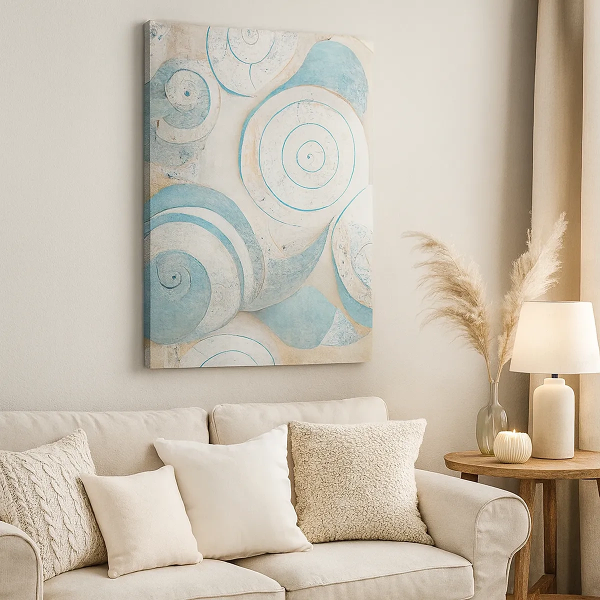Bild auf Leinwand - Leinwandbild - Abstrakte Muscheln in Pastelltönen - 50x70cm - Was verbirgt sich in der Muschel? - Moderne Wanddekoration für Wohnzimmer und Schlafzimmer ARTTOR