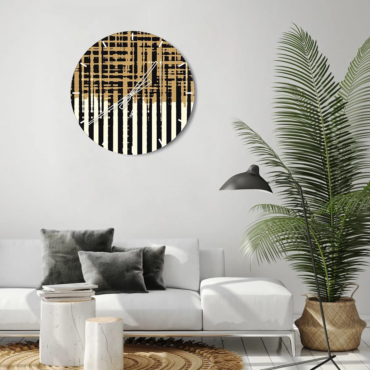 Wanduhr - Glasuhr - Architektonische Abstraktion - 40x40 cm