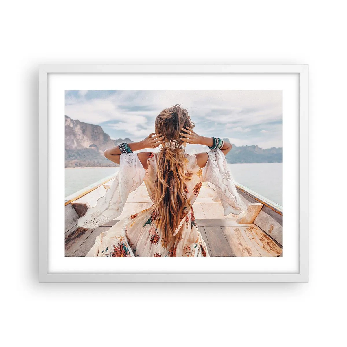 Poster in einem weißen Rahmen - Auf dem Weg zum Glück - 50x40 cm