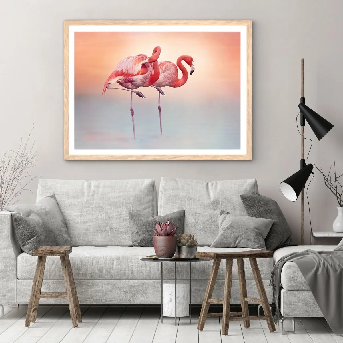 Poster in einem Rahmen aus heller Eiche - Die Farbe der untergehenden Sonne - 91x61 cm