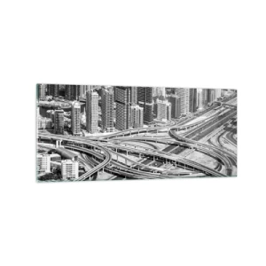 Glasbild - Bild auf glas - Dubai aus der Vogelperspektive - 120x50cm - Dubai - die unmögliche Stadt - Moderne Wanddekoration für Wohnzimmer und Schlafzimmer ARTTOR