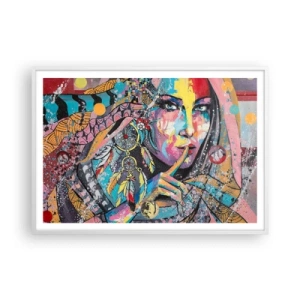 Poster in einem weißen Rahmen - Sei still, bis du verstehst - 100x70 cm