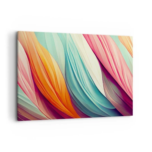Bild auf Leinwand - Leinwandbild - Abstrakte Linien in Pastell- und leuchtenden Farben - 100x70cm - Regenbogengewebe - Moderne Wanddekoration für Wohnzimmer und Schlafzimmer ARTTOR