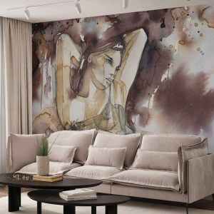 Fototapete Premium Sand - In lila Stimmung - Abstraktion, Frau, Körper - 500x350 cm