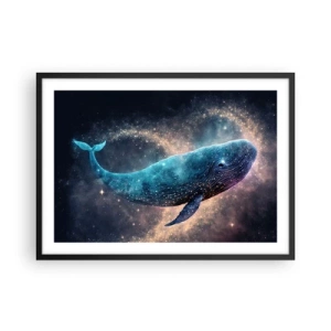 Poster in einem schwarzem Rahmen - Ein Weltraumwal mit einer Galaxie im Hintergrund - 70x50cm - Es gibt so eine Welt… - Moderne Wanddekoration für Wohnzimmer und Schlafzimmer ARTTOR