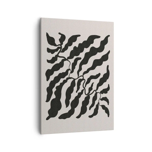 Bild auf Leinwand - Leinwandbild - Zweige mit Blättern in Schwarz auf hellem Hintergrund - 50x70cm - Natur des Quadrats - Moderne Wanddekoration für Wohnzimmer und Schlafzimmer ARTTOR