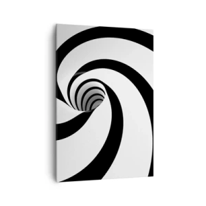 Bild auf Leinwand - Leinwandbild - Abstrakte schwarz-weiße Spirale mit Wirbeleffekt - 70x100cm - Dem Wirbel nachgeben? - Moderne Wanddekoration für Wohnzimmer und Schlafzimmer ARTTOR