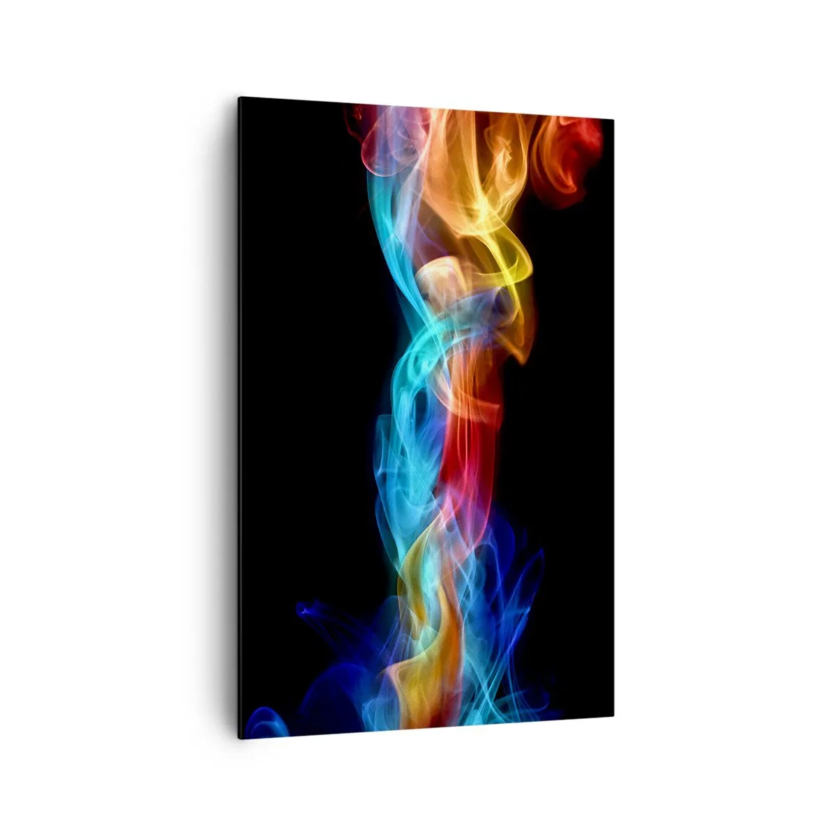 Bild auf Leinwand - Leinwandbild - Bunter Rauch auf schwarzem Hintergrund - 80x120cm - Regenbogentanz der Nebel - Moderne Wanddekoration für Wohnzimmer und Schlafzimmer ARTTOR