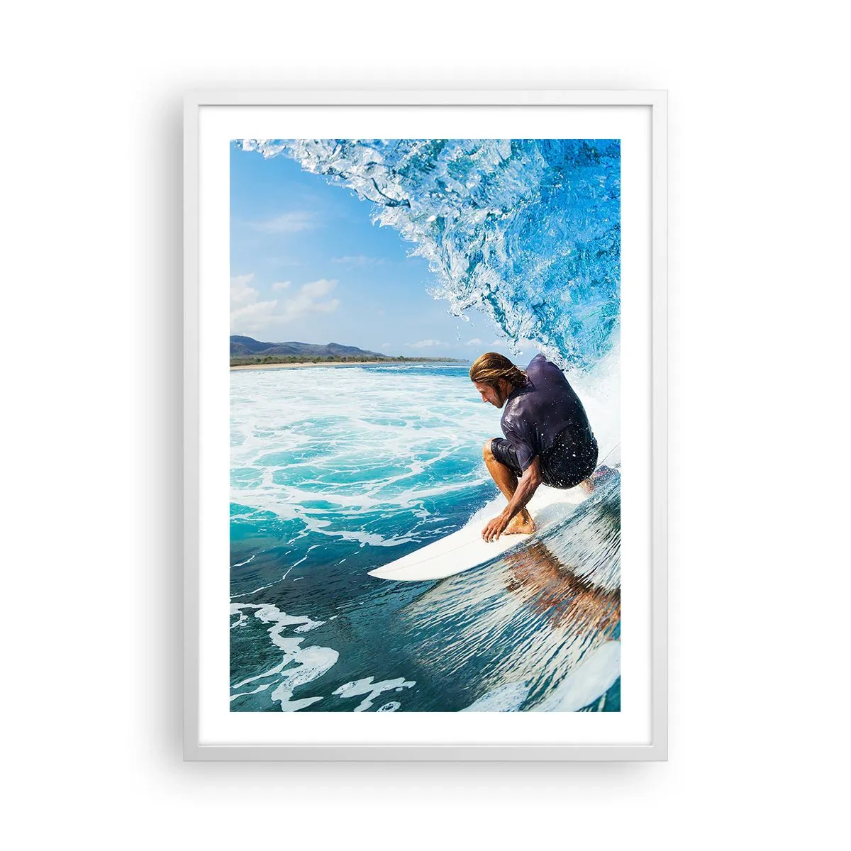 Poster in einem weißen Rahmen - Tanzen mit den Wellen - 50x70 cm