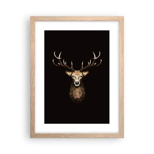Poster in einem Rahmen aus heller Eiche - Kubistischer Hirsch - 30x40 cm