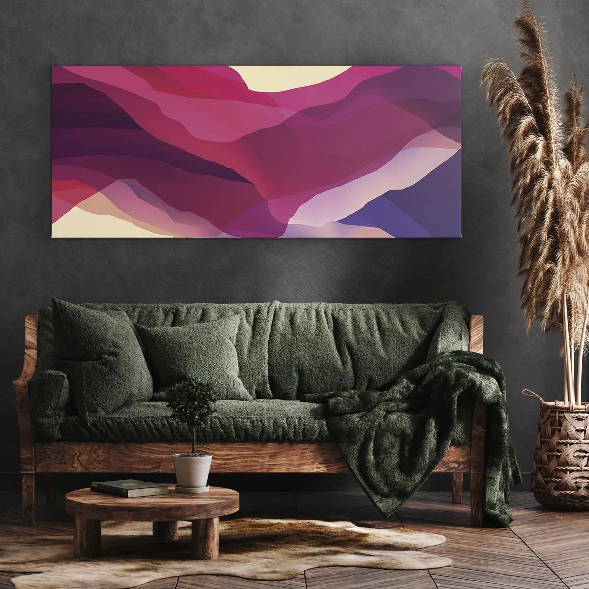 Bild auf Leinwand - Leinwandbild - Lila Wellen - 100x40 cm