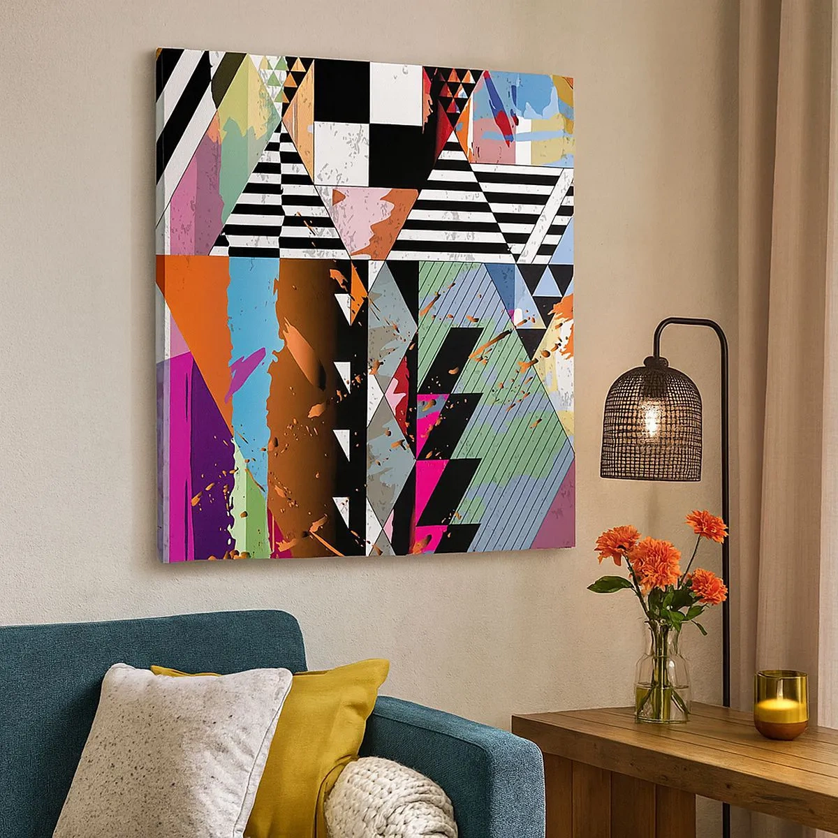 Bild auf Leinwand - Leinwandbild - Geometrisch und organisch - 30x30 cm