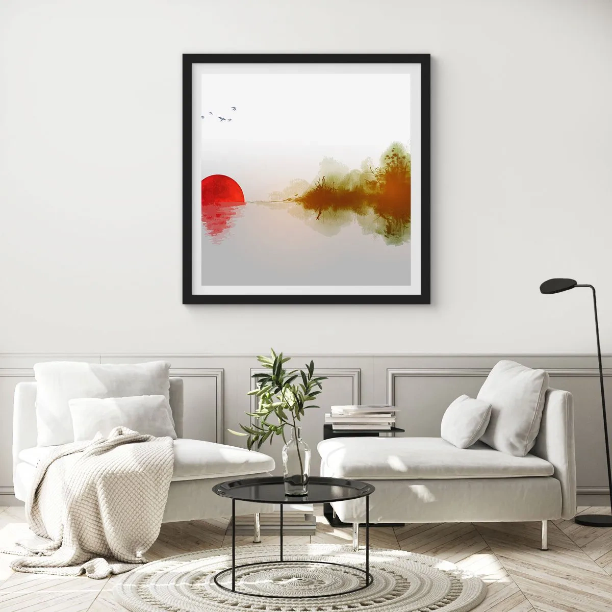 Poster in einem schwarzem Rahmen - Versprechen der Ruhe - 40x40 cm