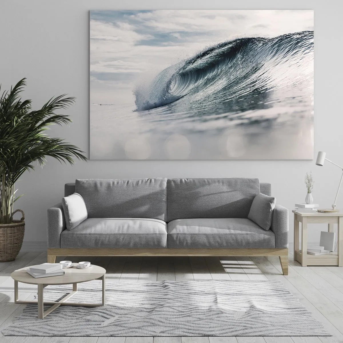Glasbild - Bild auf glas - Eine kraftvolle Meereswelle in den Strahlen der Sonne - 70x50cm - Wasserspitze - Moderne Wanddekoration für Wohnzimmer und Schlafzimmer ARTTOR