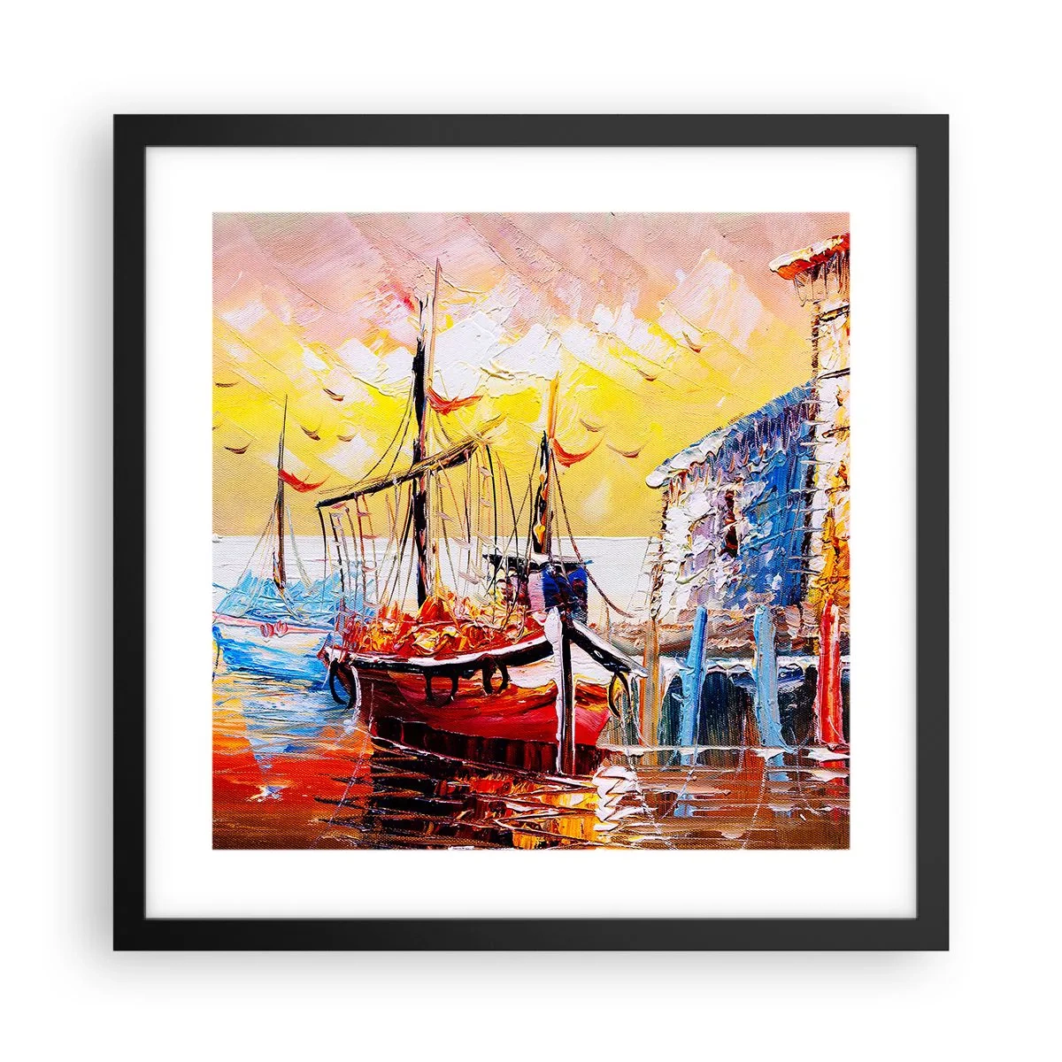 Poster in einem schwarzem Rahmen - Glückliche Rückkehr - 40x40 cm