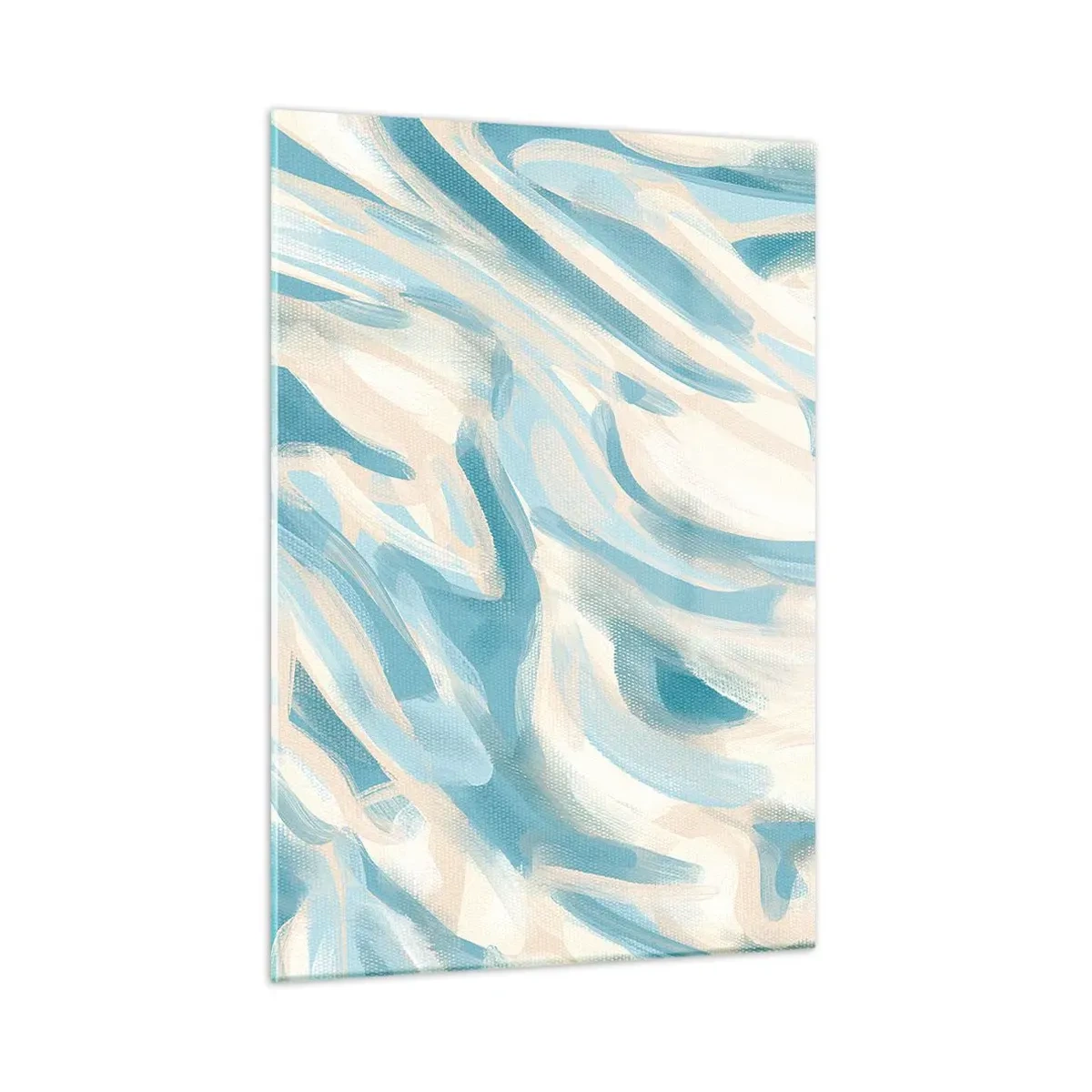 Glasbild - Bild auf glas - Abstrakte Pinselstriche in Blau- und Cremefarben. - 50x70cm - Frühlingsbrisen - Moderne Wanddekoration für Wohnzimmer und Schlafzimmer ARTTOR