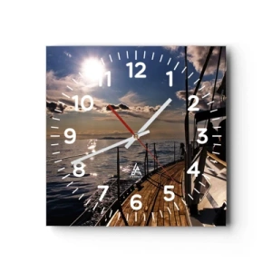 Wanduhr - Glasuhr - Der Sonne entgegen segeln - 40x40 cm