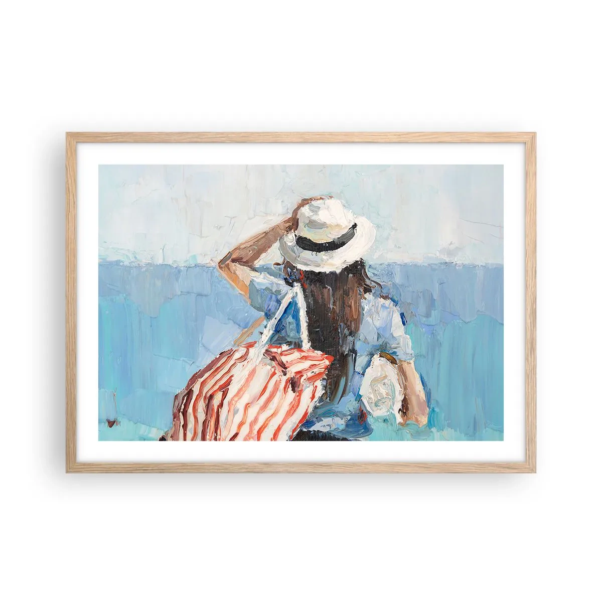 Poster in einem Rahmen aus heller Eiche - Willkommen in den Sommerferien - 70x50 cm