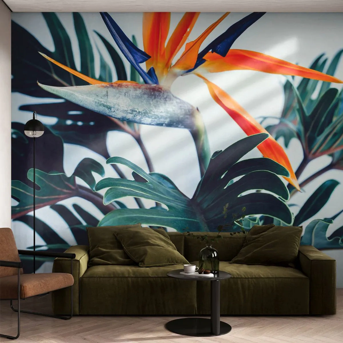 Fototapete Premium Sand - Vogelbusch - Pflanzen, Boho, Exotisch - 200x140 cm