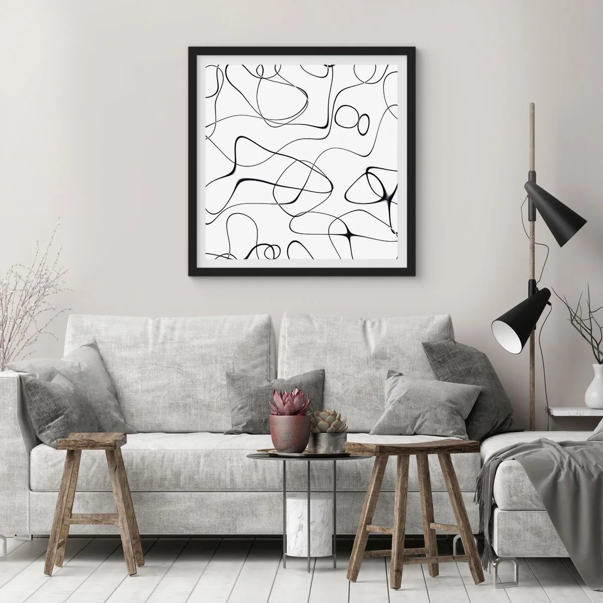 Poster in einem schwarzem Rahmen - Lebenswege, Wechselfälle - 50x50 cm